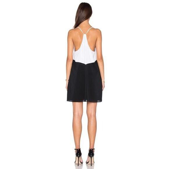 Alice & Olivia Belinda Colorblock Mini Dress Black White Women's Size M A000073 - Picture 3 of 10